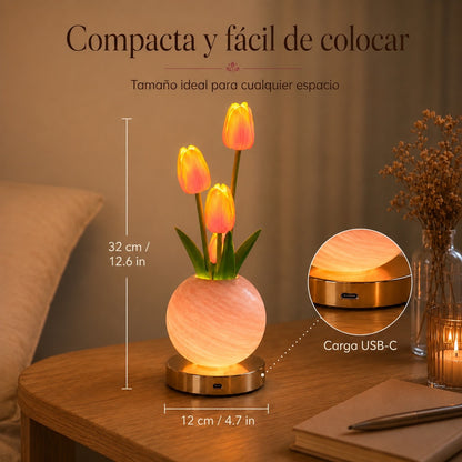 Lampara De Mesa Con Tulipanes